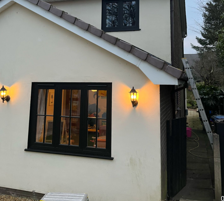 Black-framed windows